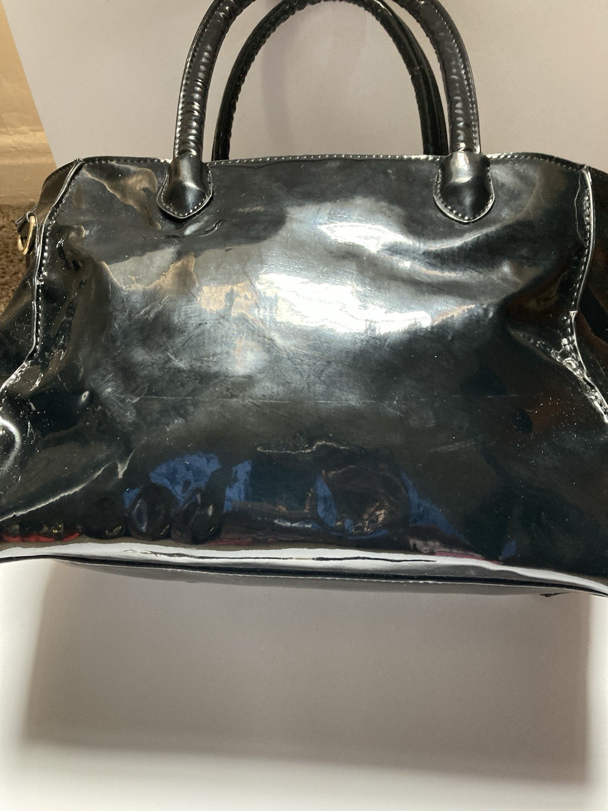 Baby Phat Handbag Black White Shoulder Bag Detachable Strap Striped Lining