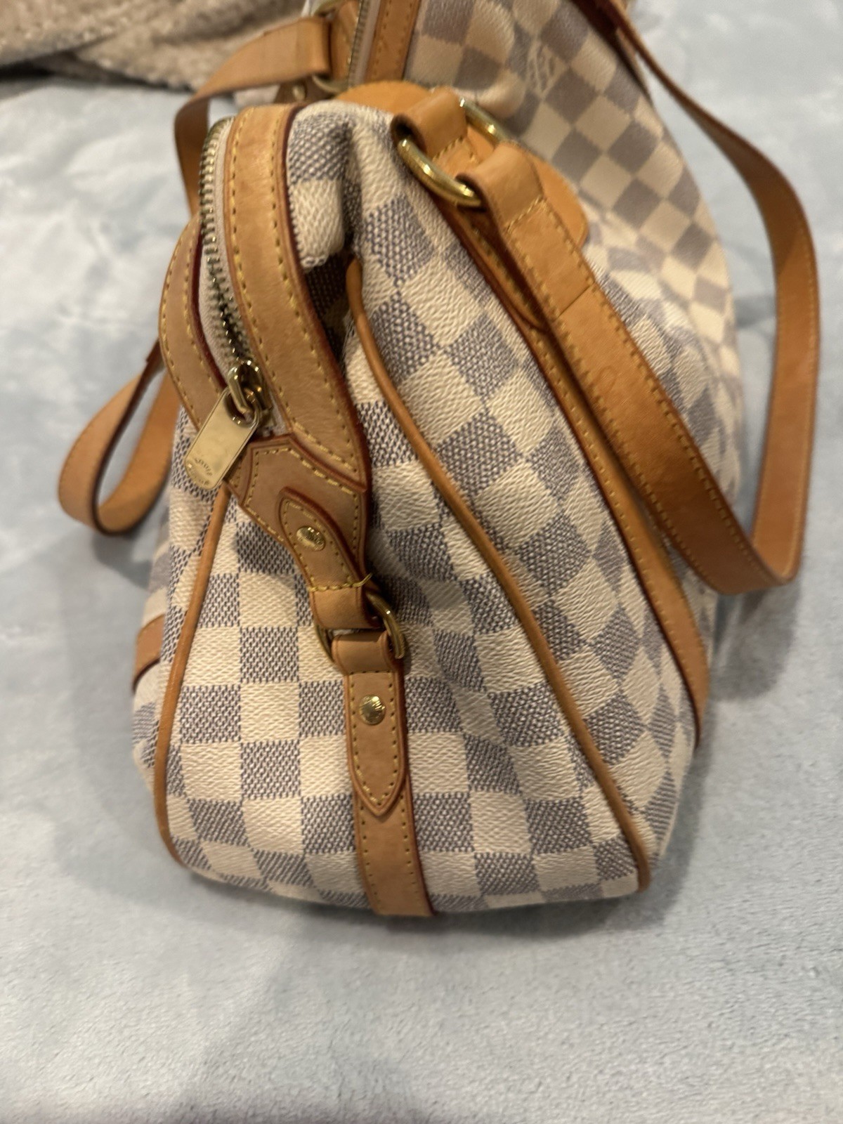 Louis Vuitton Damier Azur Stresa PM BlueWhite Shoulder Bag Zip