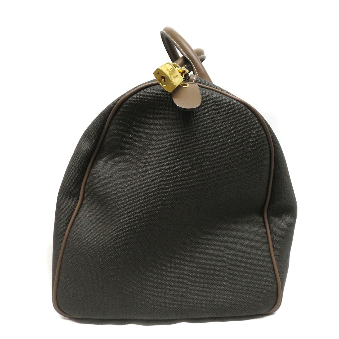 dunhill Boston Bag PVC Leather Brown Gray Travel Used