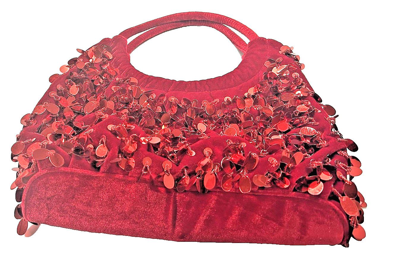 Red Velvet and Sequin large shoulder bag Vintage