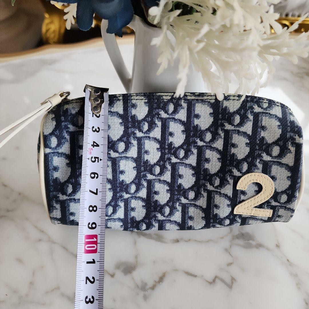 Christian Dior Logo Pouch Blue Approx 8x4x3 inches Used From Japan
