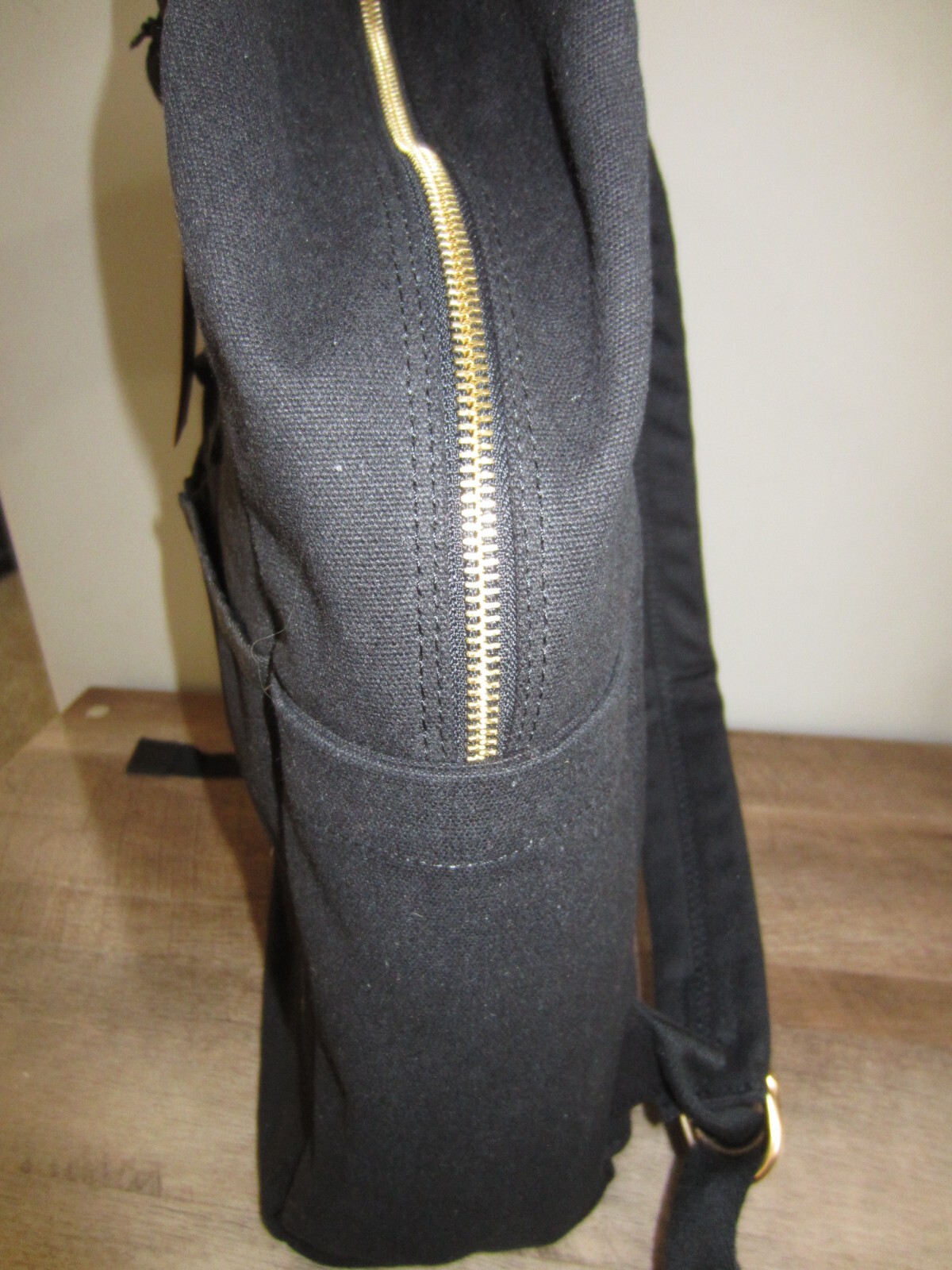 NWT Margot New York Amber Canvas Black Backpack Brushed Gold Brass Hardware 25