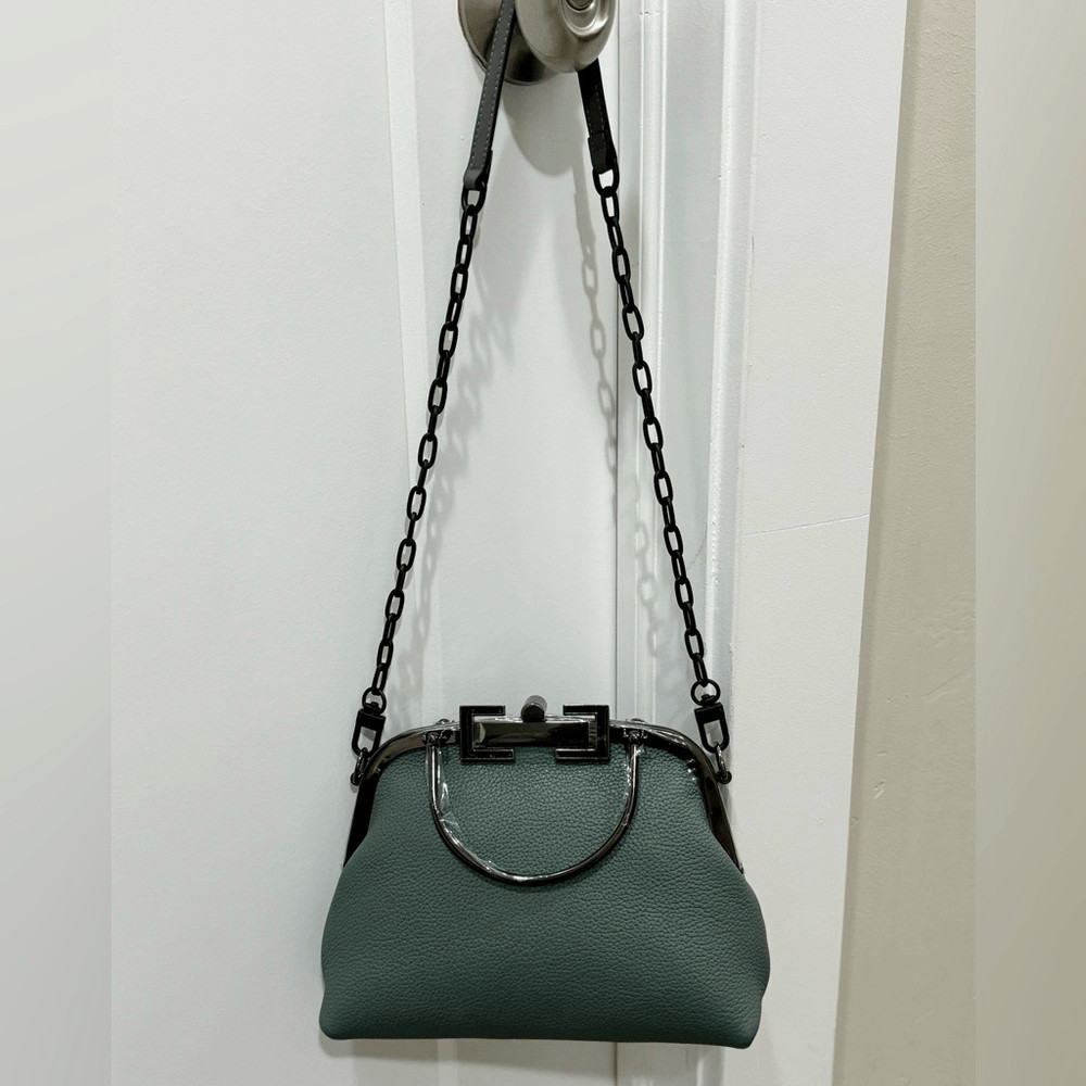 Handmade Genuine Premium Togo Leather Top Handles Bag/ Crossbody & 2 Chains