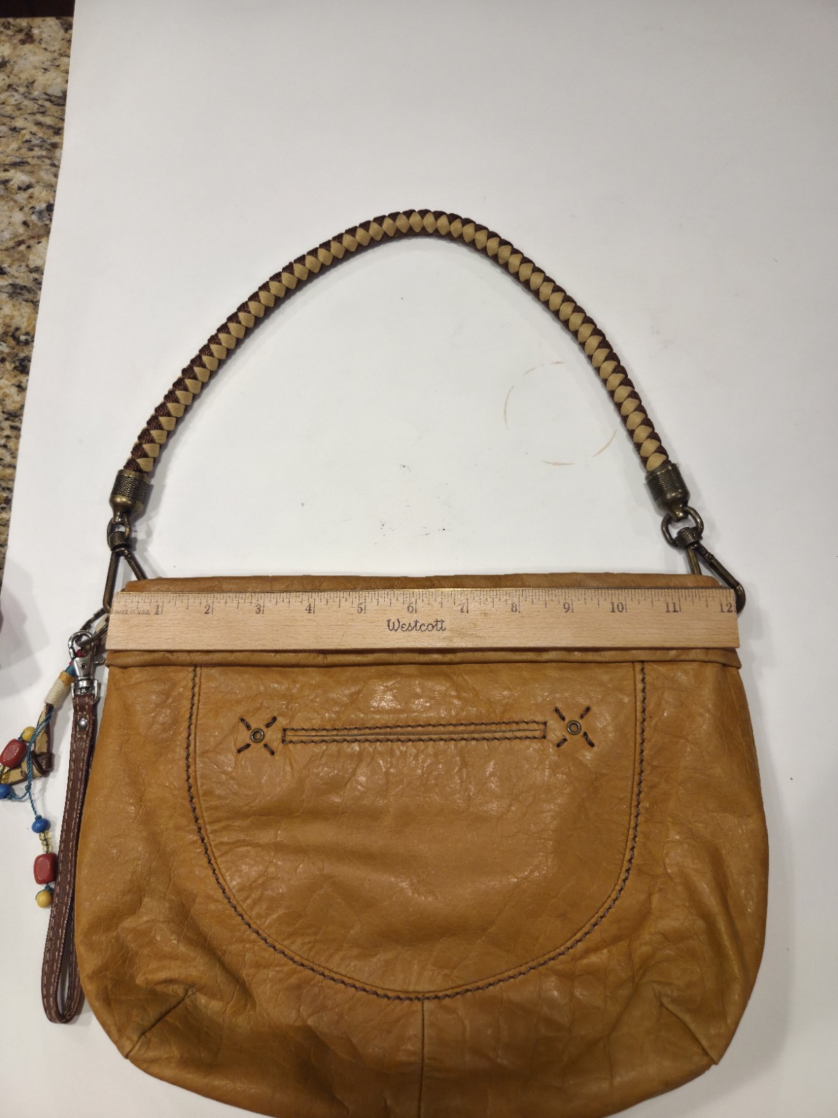 The Sak Indio Demi Shoulder Bag Genuine Leather Yellow Honey Hobo Braided Strap