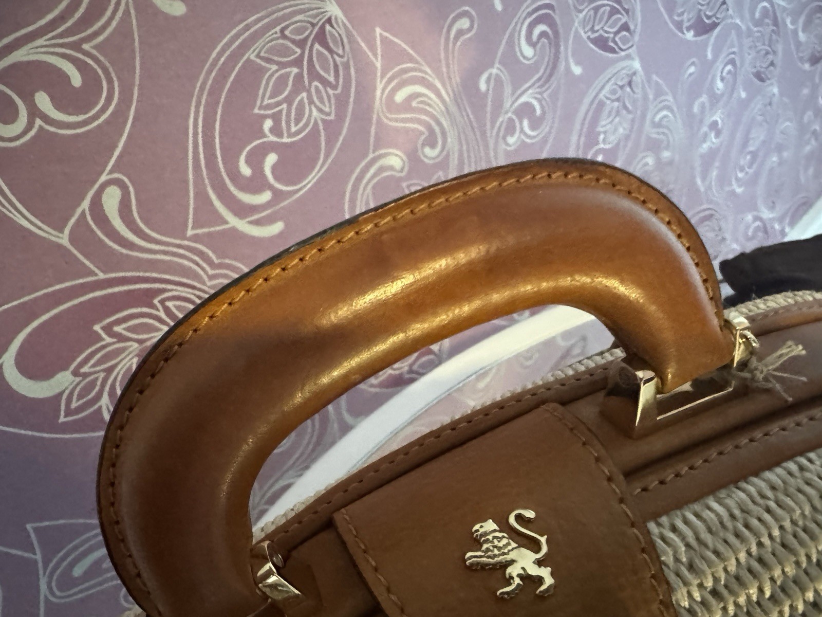 Pratesi Leather/ Raffia Dr Bag NWT