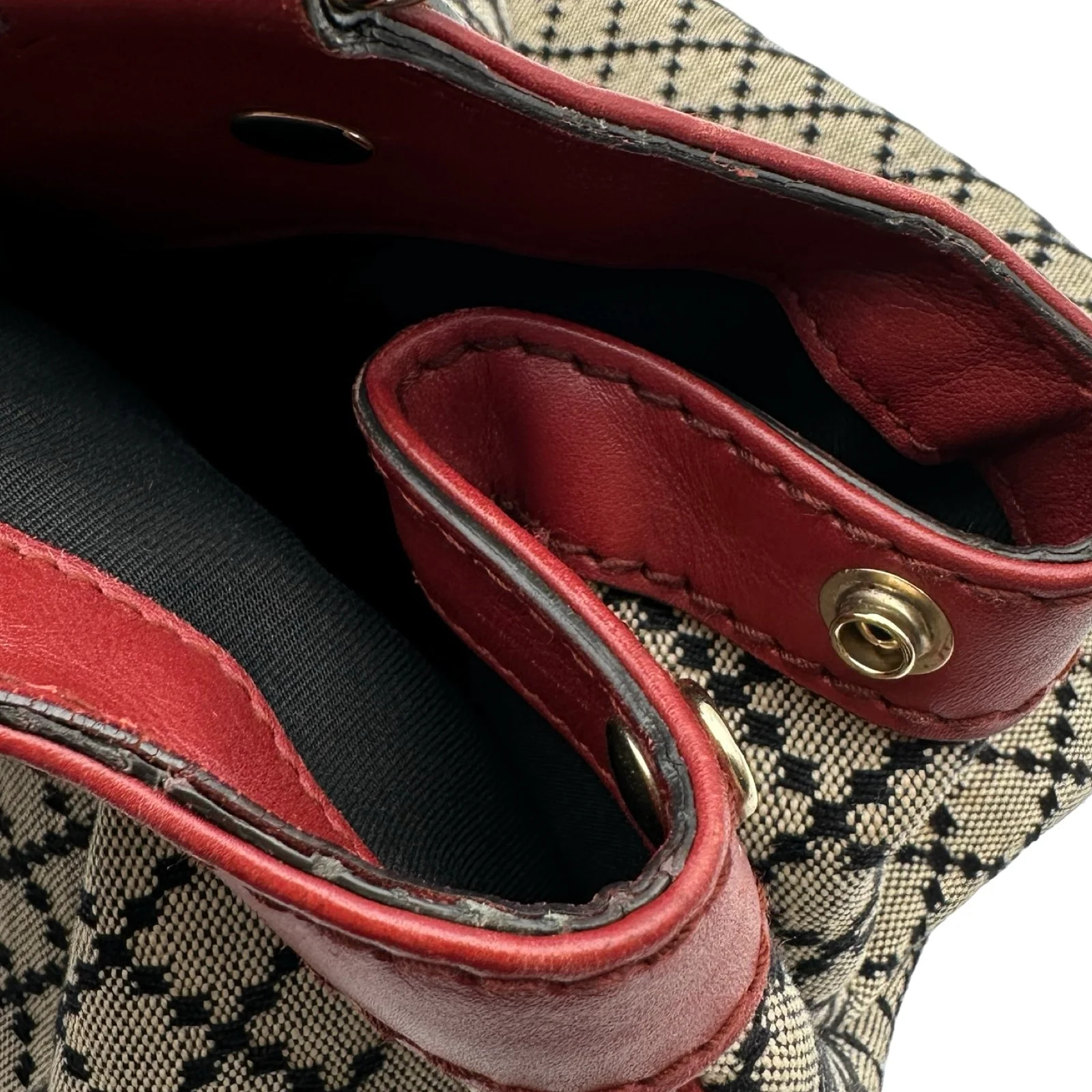 GUCCI Sukey Diamante Tote Bag Red Canvas Tote 211944 #OKB6486
