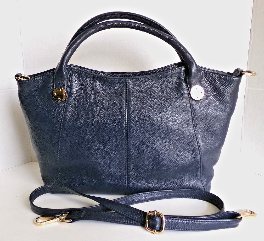 Onna Ehrlich Large Dark Blue Shoulder/Crossbody Geniune Leather Handbag 16″x 10″