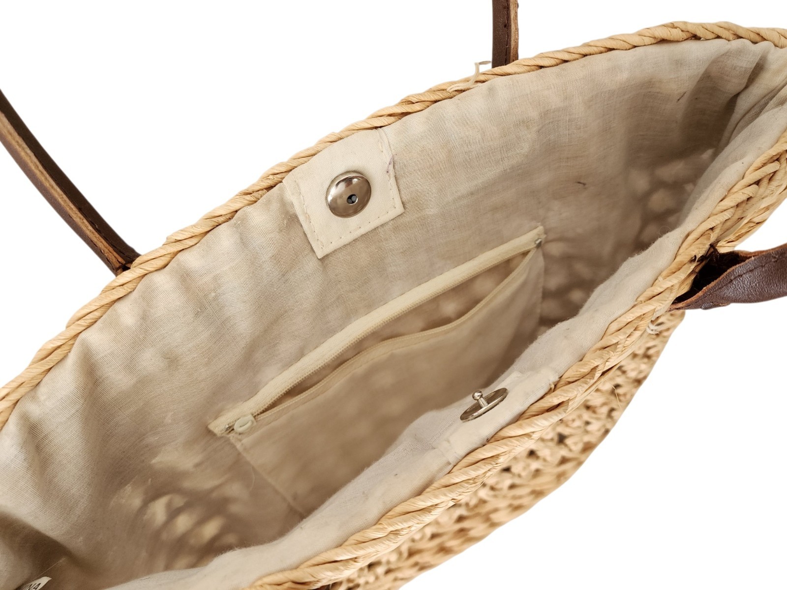 Open Weave Straw Tote Bag Boho Beach Vacation Hippie Coastal *FLAW.