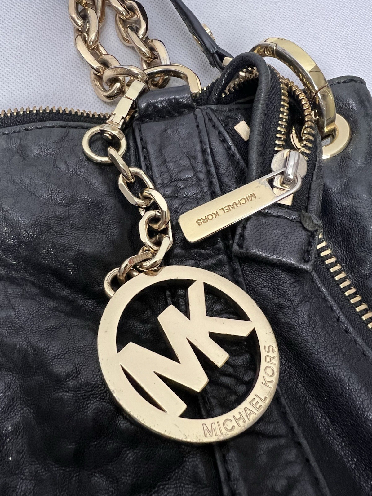 Michael Kors Stanthorpe Black Supple Tumbled Leather Gold Hardware Hobo Bag