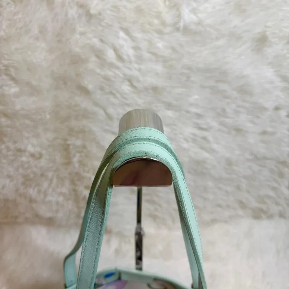 EMILIO PUCCI PVC Tote Bag Geometric Mint Green Purple Blue White 37cm