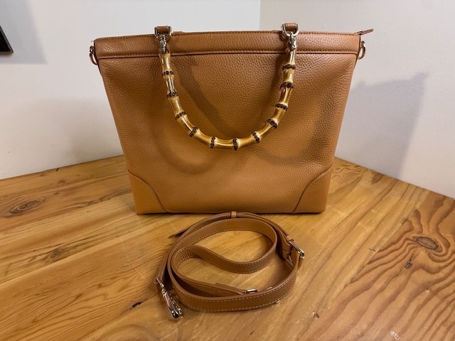 Mark & Graham EMILY BAMBOO LEATHER TOTE, Camel