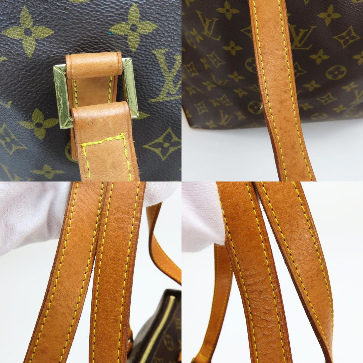 USED LOUIS VUITTON Tote Bag Cabas Mezzo M51151 Monogram/Nume leather Brown P…