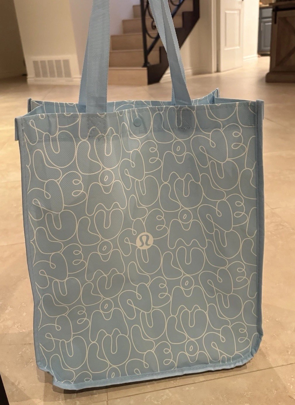 Lululemon Special Edition Light Blue Bubble Letter Tote Bag LARGE