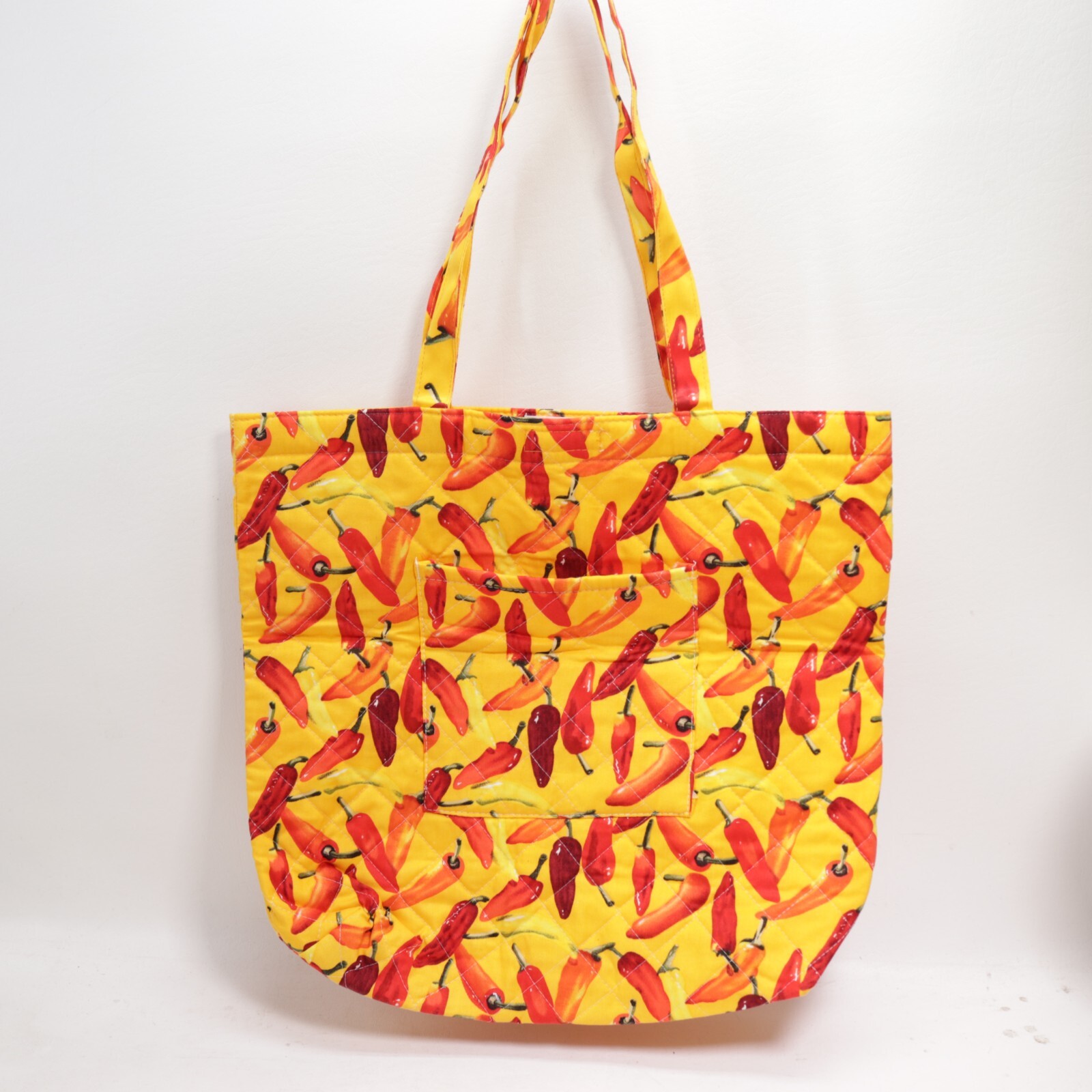 Chili Pepper Tote Handbag Large Yellow Red Cotton Blend Purse Shoulder Bag