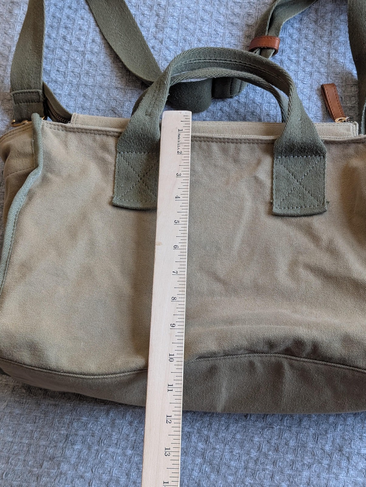 Margot New York Satchel Bag Womens Medium Beige Canvas Handle Crossbody Purse