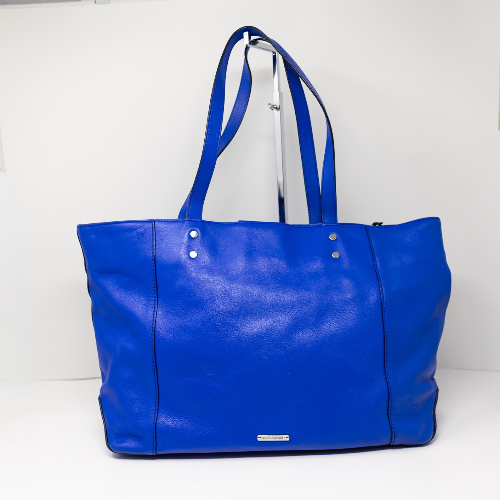 Rebecca Minkoff Bowery MAC Genuine Leather Shoulder Purse Tote Bag Cobalt Blue