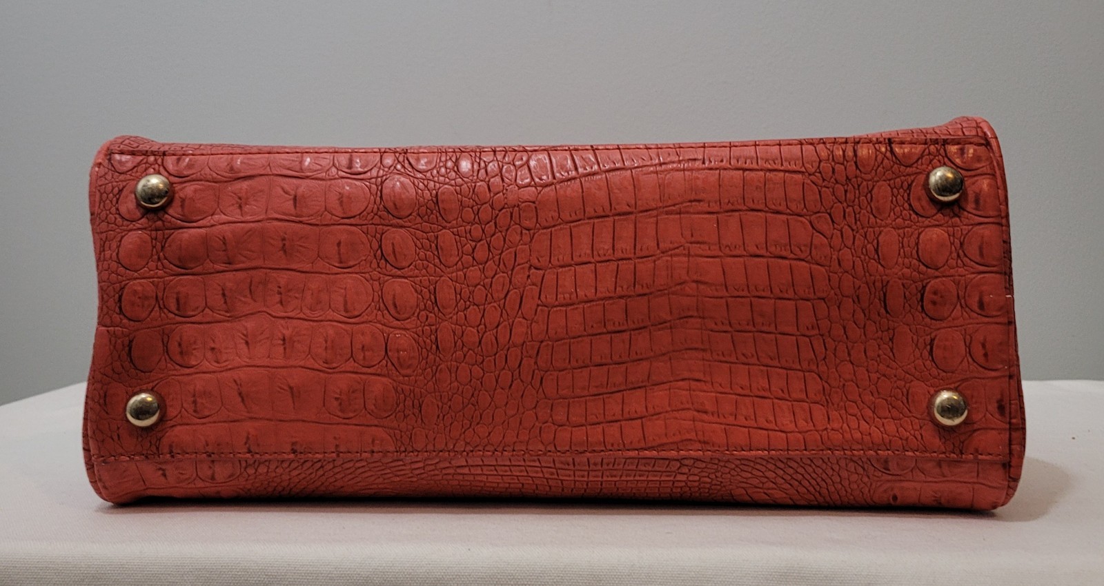 Croc Embossed Satchel Crossbody Bag Orange Faux Leather Shoulder Purse