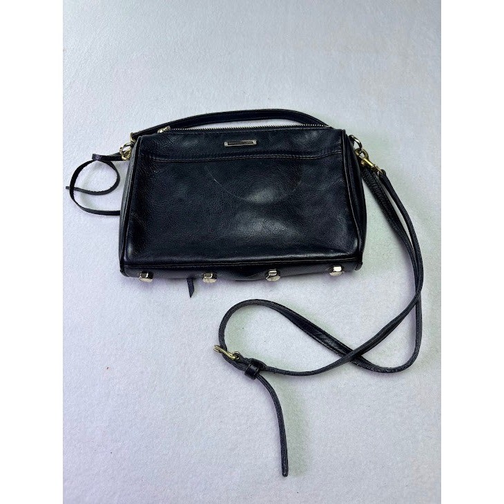 Rebecca Minkoff Mini MAC Crossbody Bag Womens Small Black Leather Gold