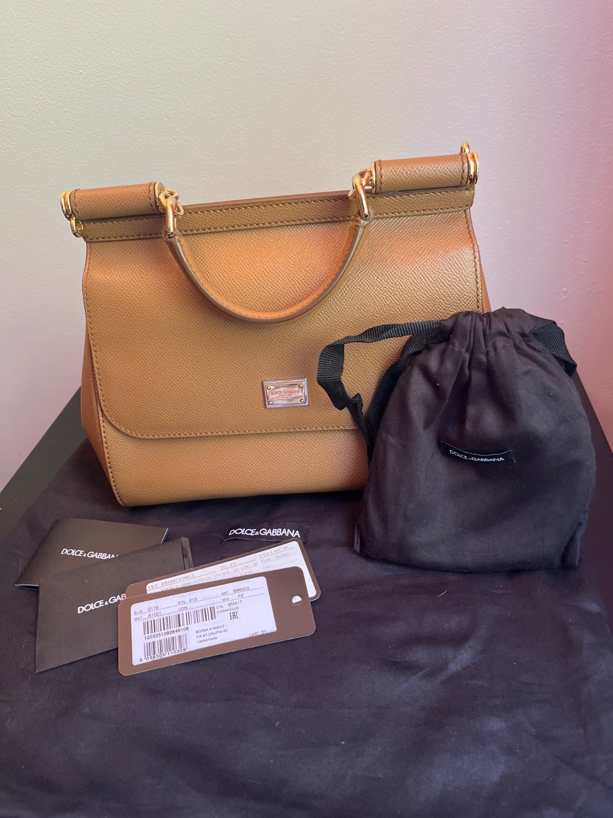 Dolce Gabbana Miss Sicily brown Leather Top Handle Bag new with tags