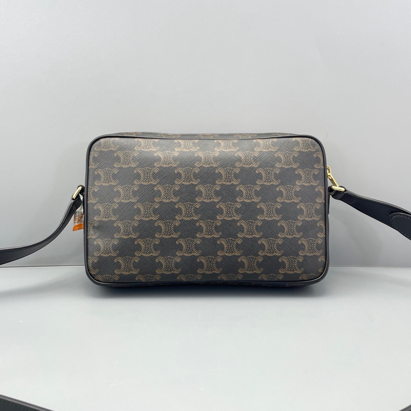 Celine Triomphe Normal Size Brown Coated Canvas Crossbody Shoulder Bag Duty Paid