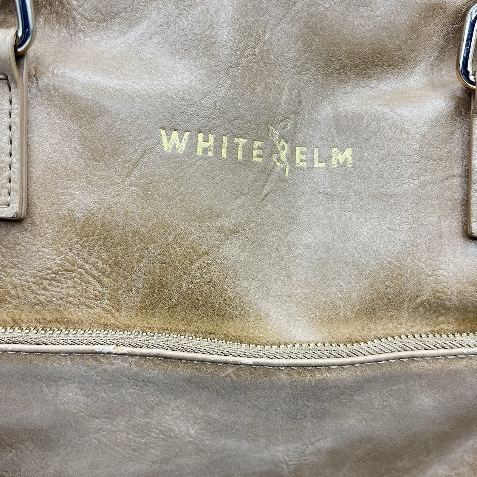 White Elm Gemini Convertible Diaper Bag Laptop Tote Tan Brown Vegan Leather Read