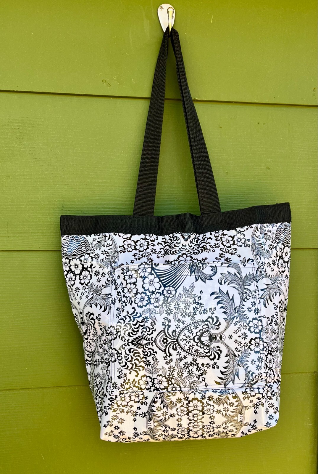 Cute Mexican Vinyl Tote – Artisan Handmade Oilcloth Paisley Pattern Unique Bag