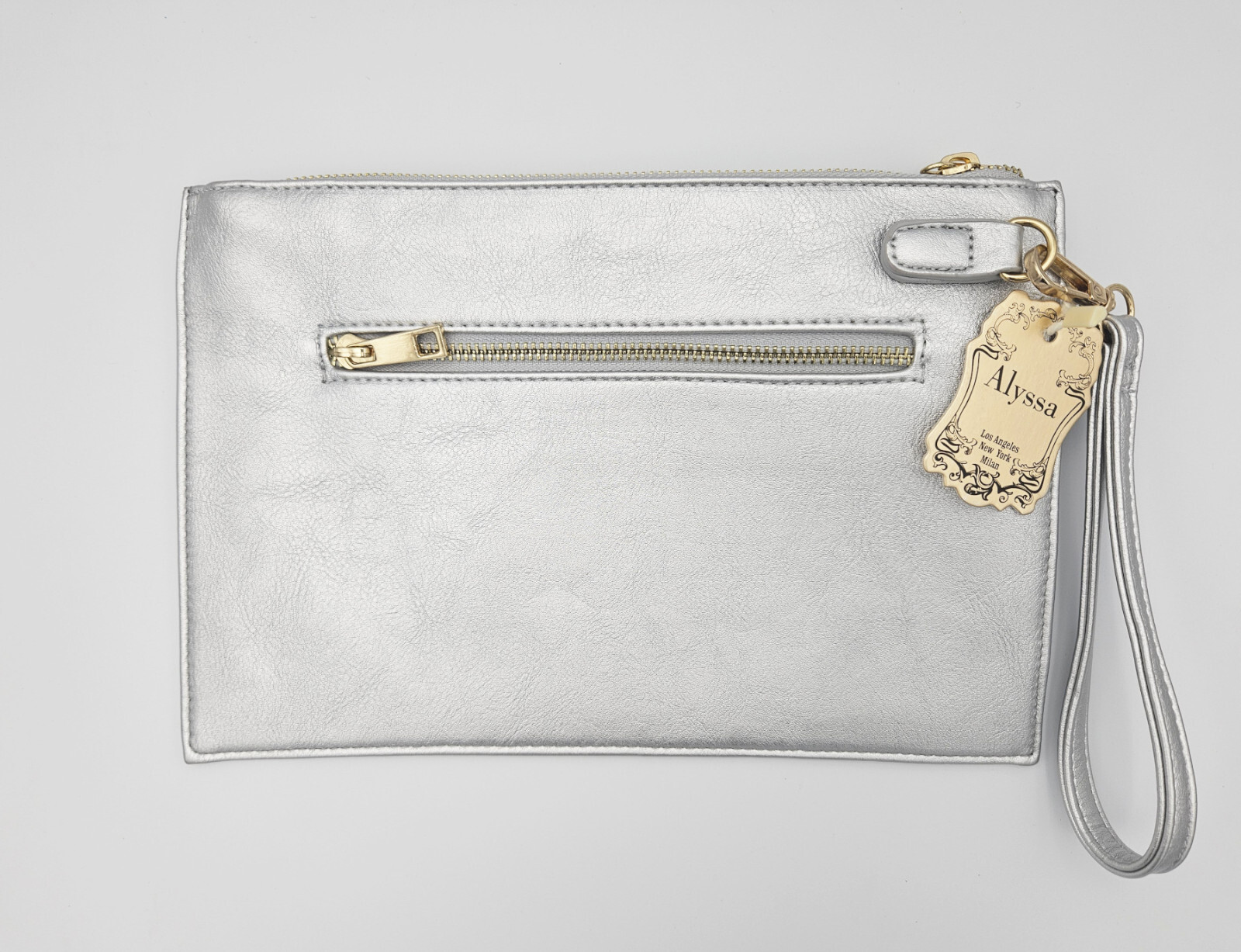 Alyssa Vegan Silver Clutch Purse Bag