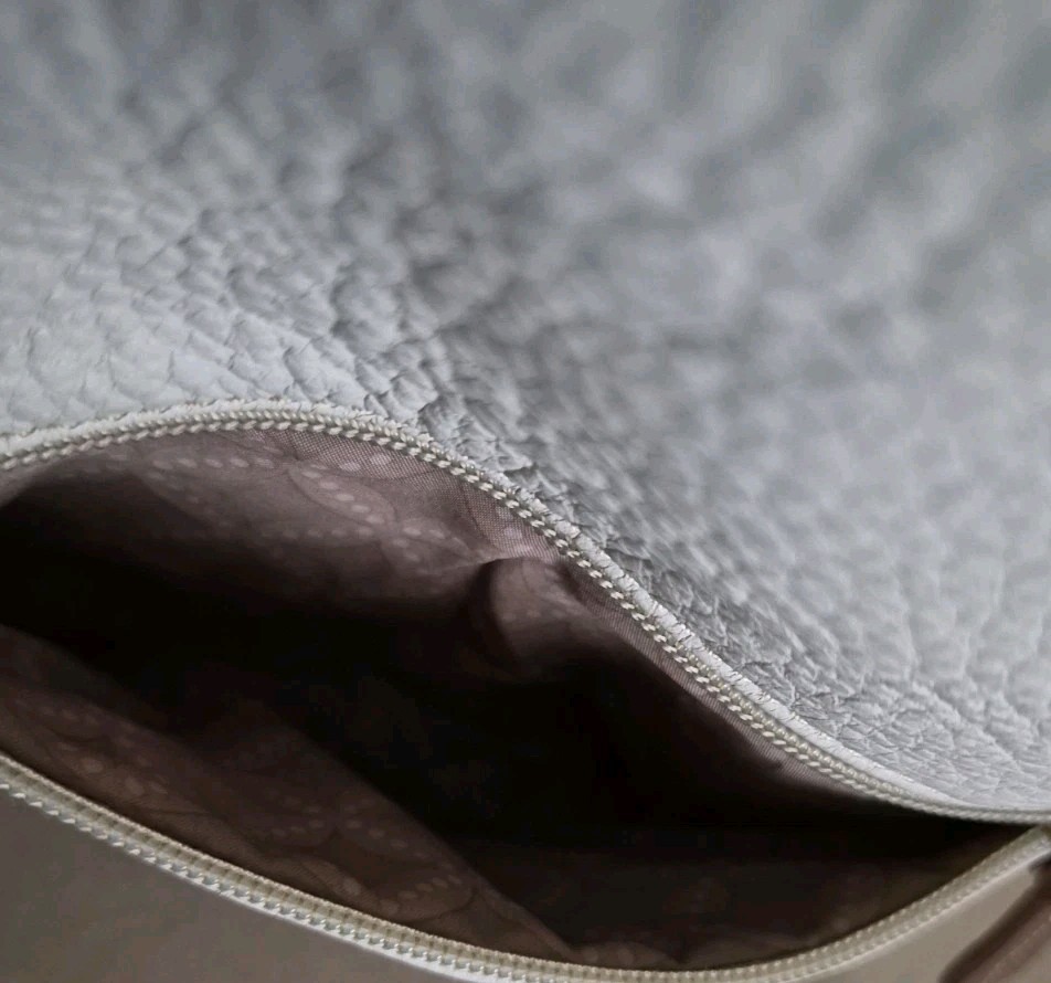 Franco Sarto Leather Colorblock Tote Shoulder Bag Cream Taupe Brown FL0851