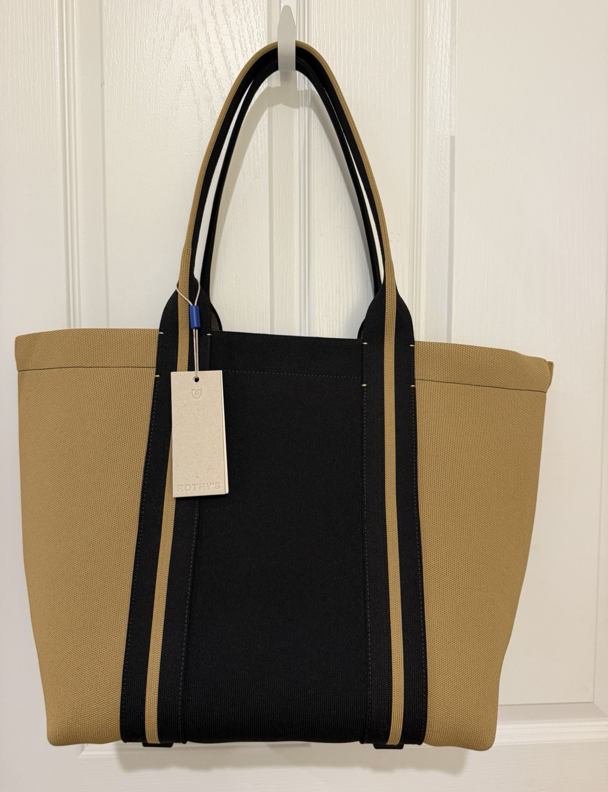 New with tags! Rothy’s Beige/Black Colorblock Women’s Work Travel Tote Bag