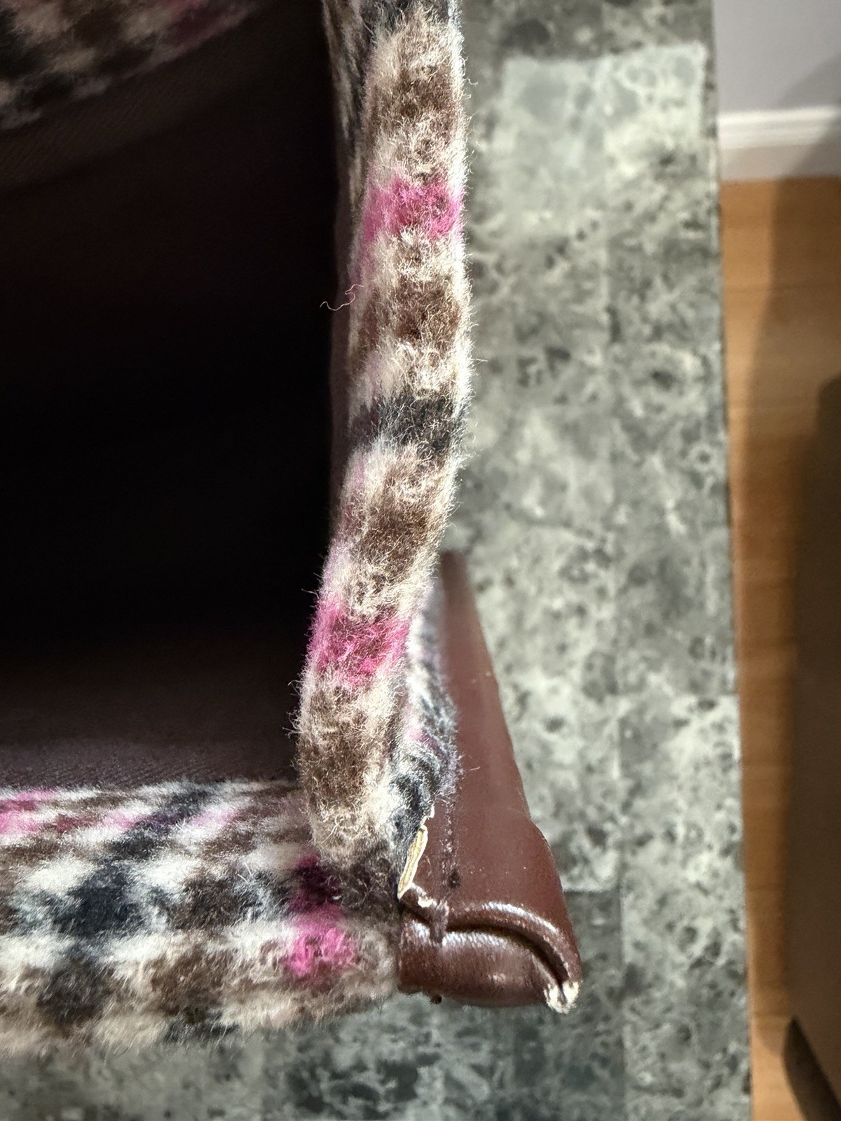 Ann Taylor Wool Blended Plaid Pattern Tote Shoulderbag 14x11x5