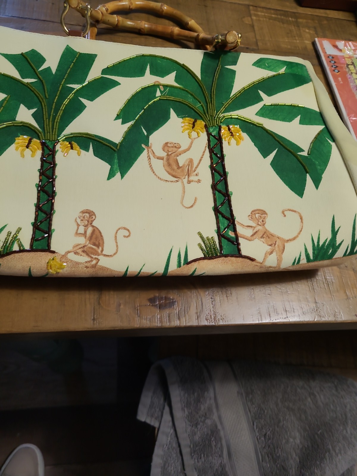Isabella Fiore Ornate Vintage Monkey&Palm Trees Handbag
