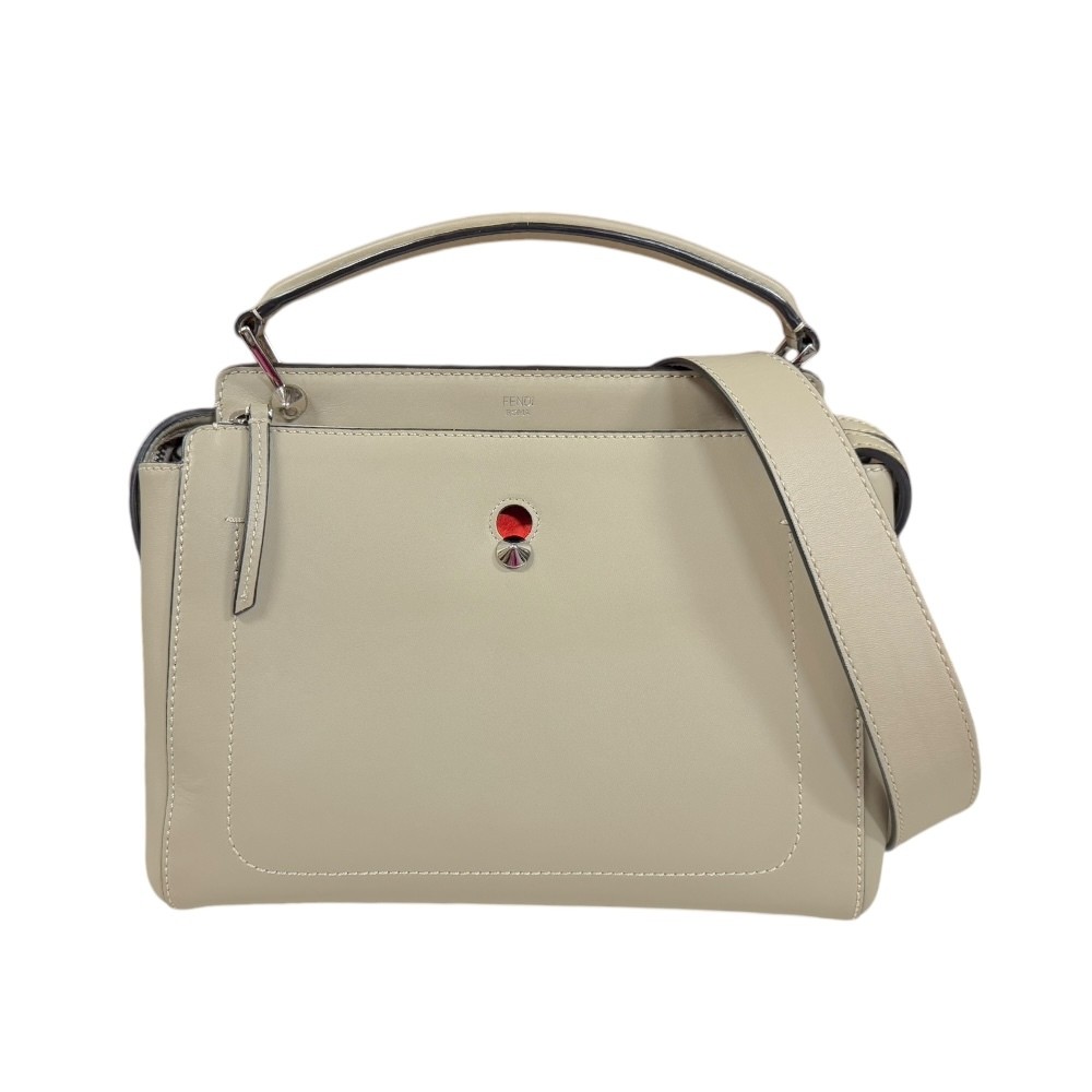 Fendi Dotcom Shoulder Bag Leather 8BN293 Beige Ladies FENDI Used