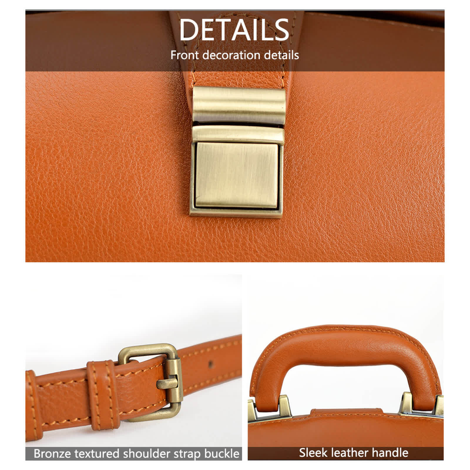 Erivis Women Genuine Brown Leather Doctor Bag with Double Handles and Strap