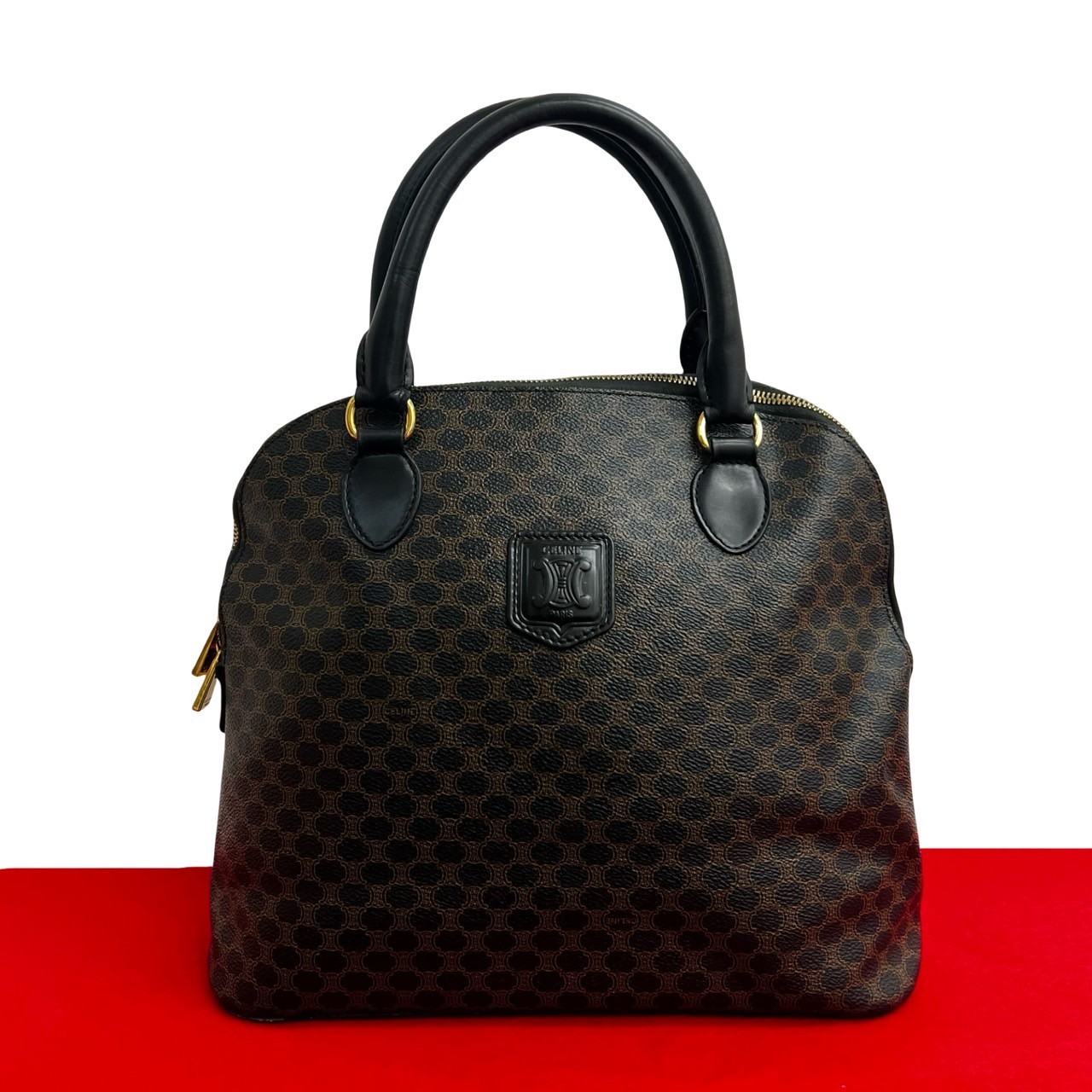 CELINE Macadam Brazon Handbag leather PVC black 992-2