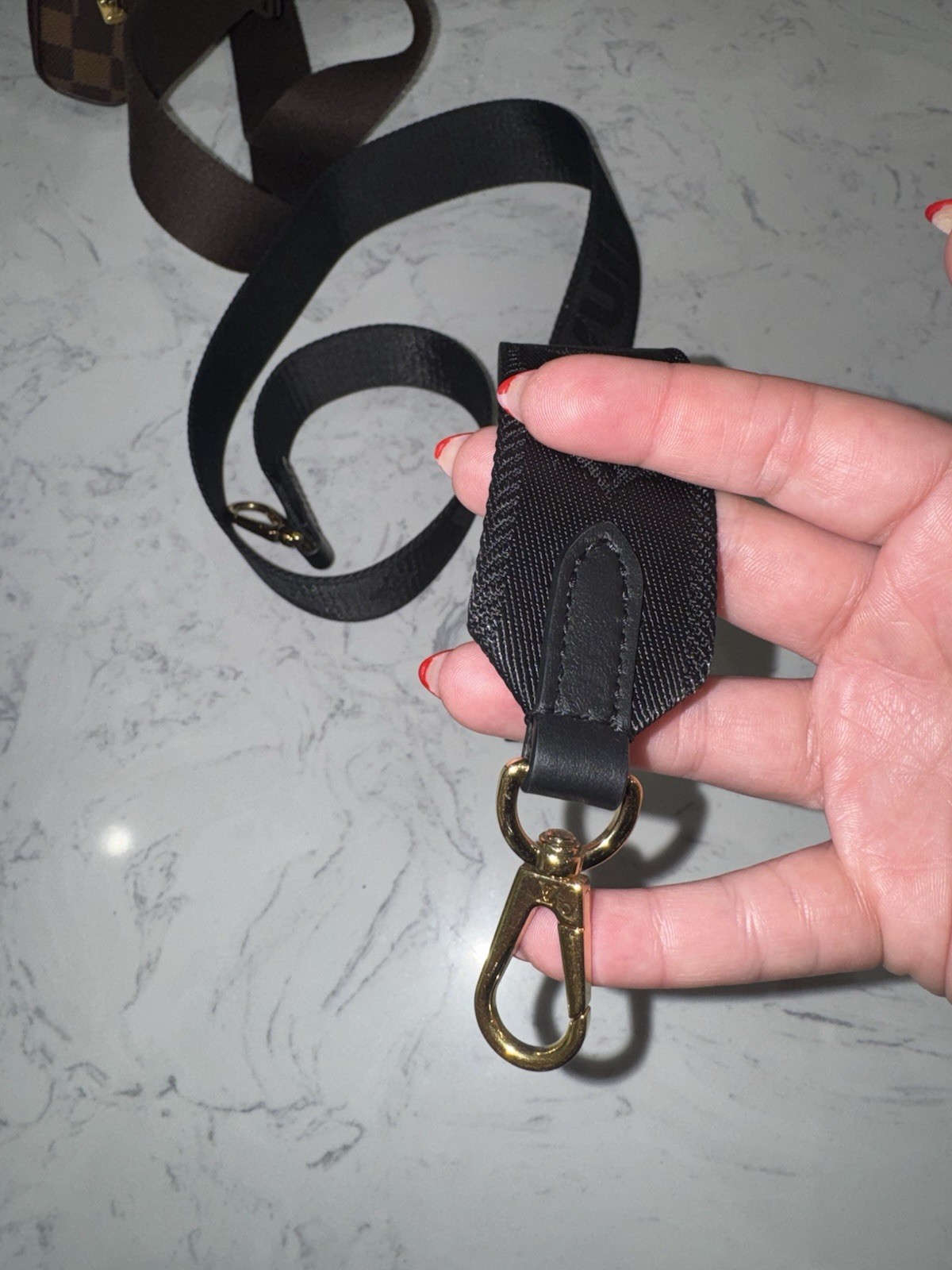 Louis Vuitton Bubblegram Nylon Calfskin Black Adjustable Strap