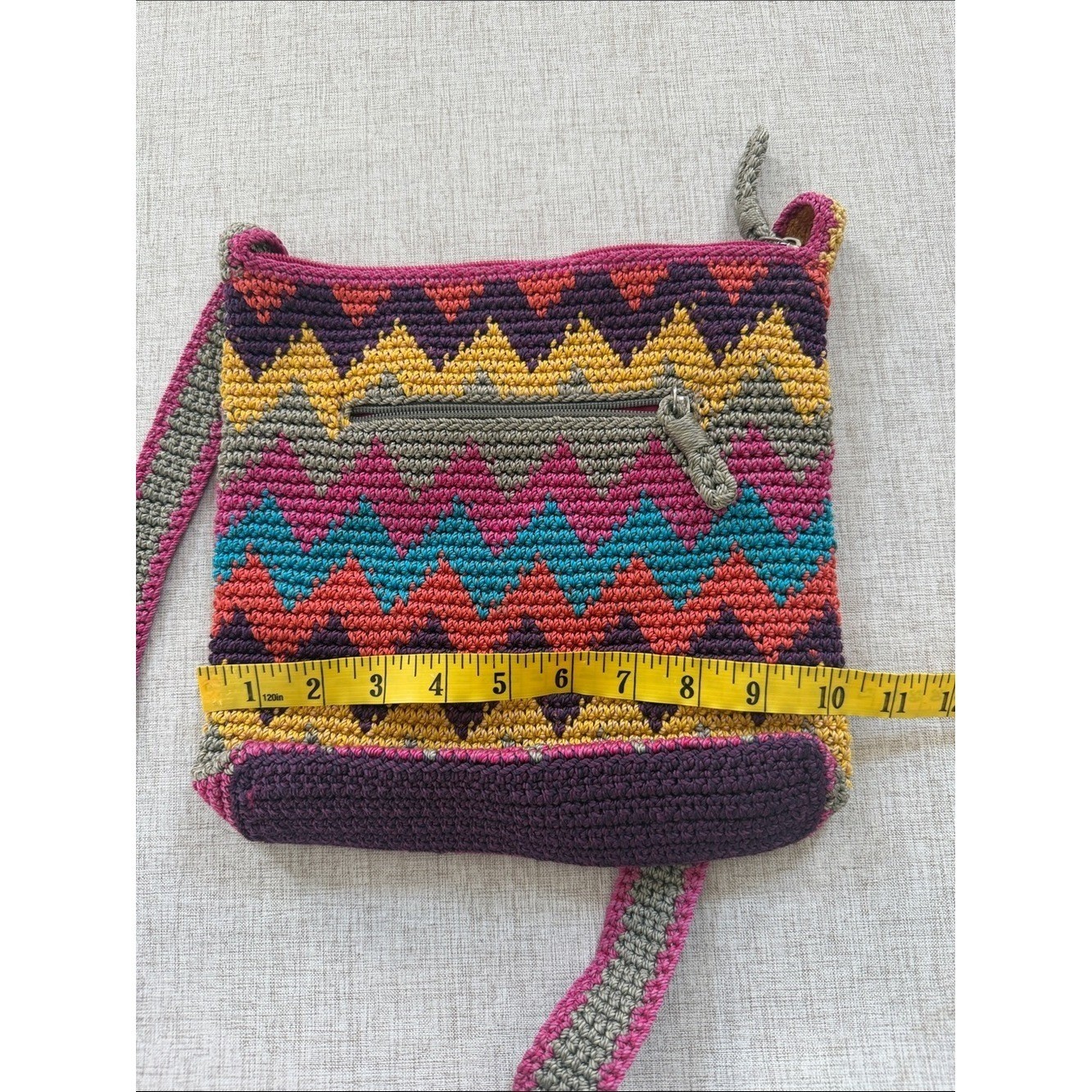 The Sak Zig Zag Rainbow Chevron Boho Crochet Bag