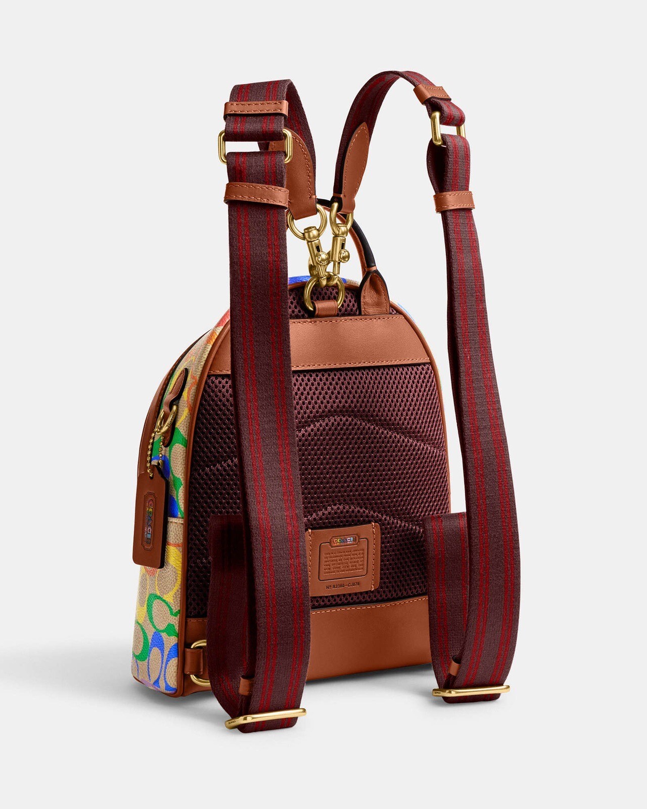 Coach Charter Backpack 18 In Rainbow Signature Canvas NWT CJ878