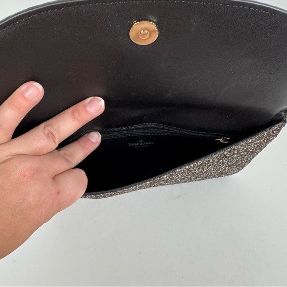 Kate Spade Odette Glitter Large Flap Pouch Rose Gold