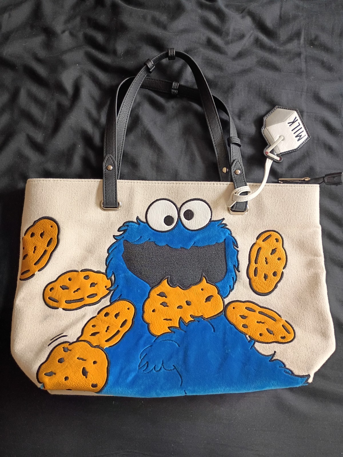 Cookie monster Lounge fly Purse Handbag Sesame Street 50th Anniversary Tote