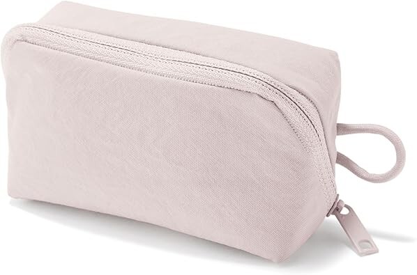 Muji Wrinkle nylon wide opening pouch S Pink small makeup items organize JP
