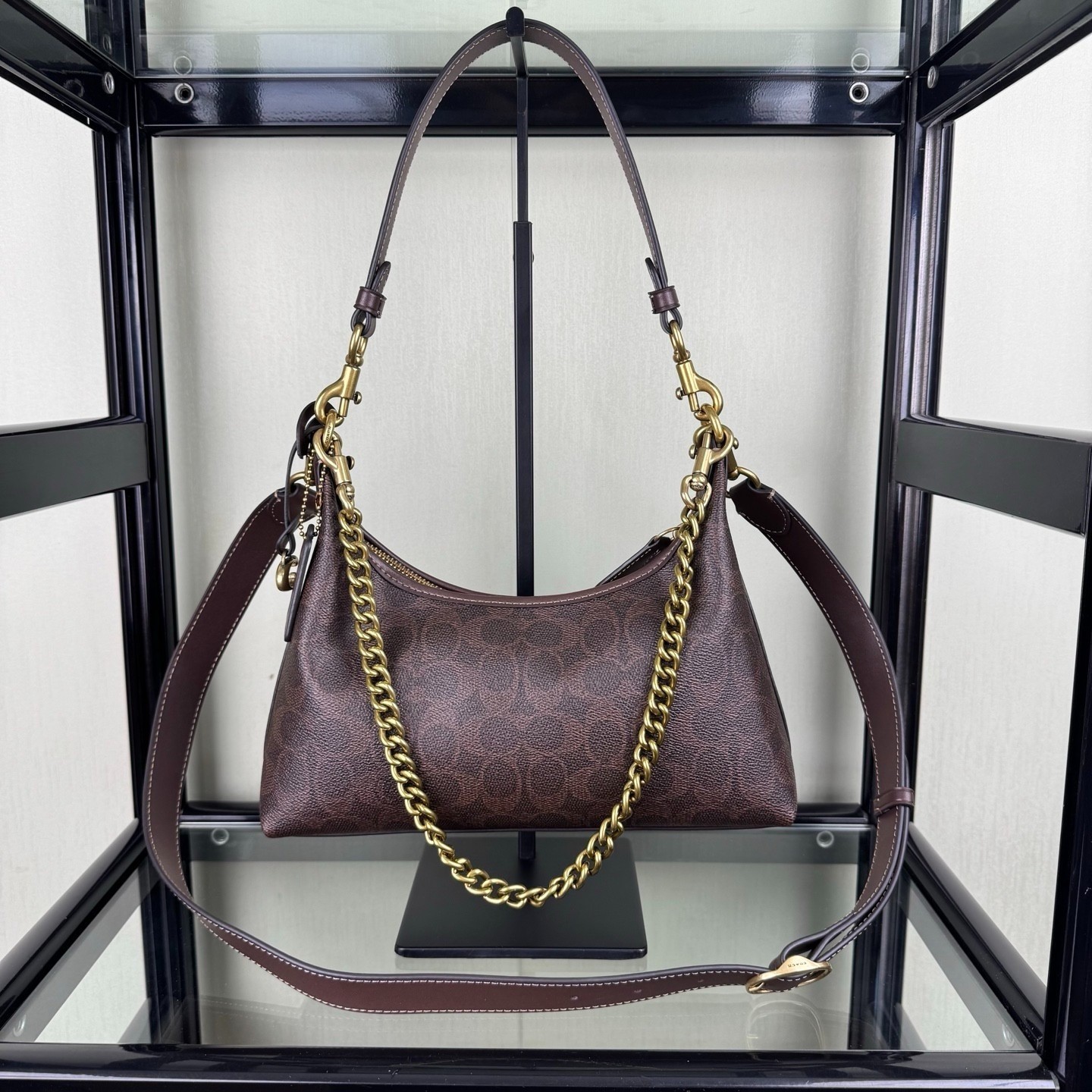 COACH CAM26 Brown Juliet Shoulder Bag 25 Signature Canvas Maple 2-way Outlet New