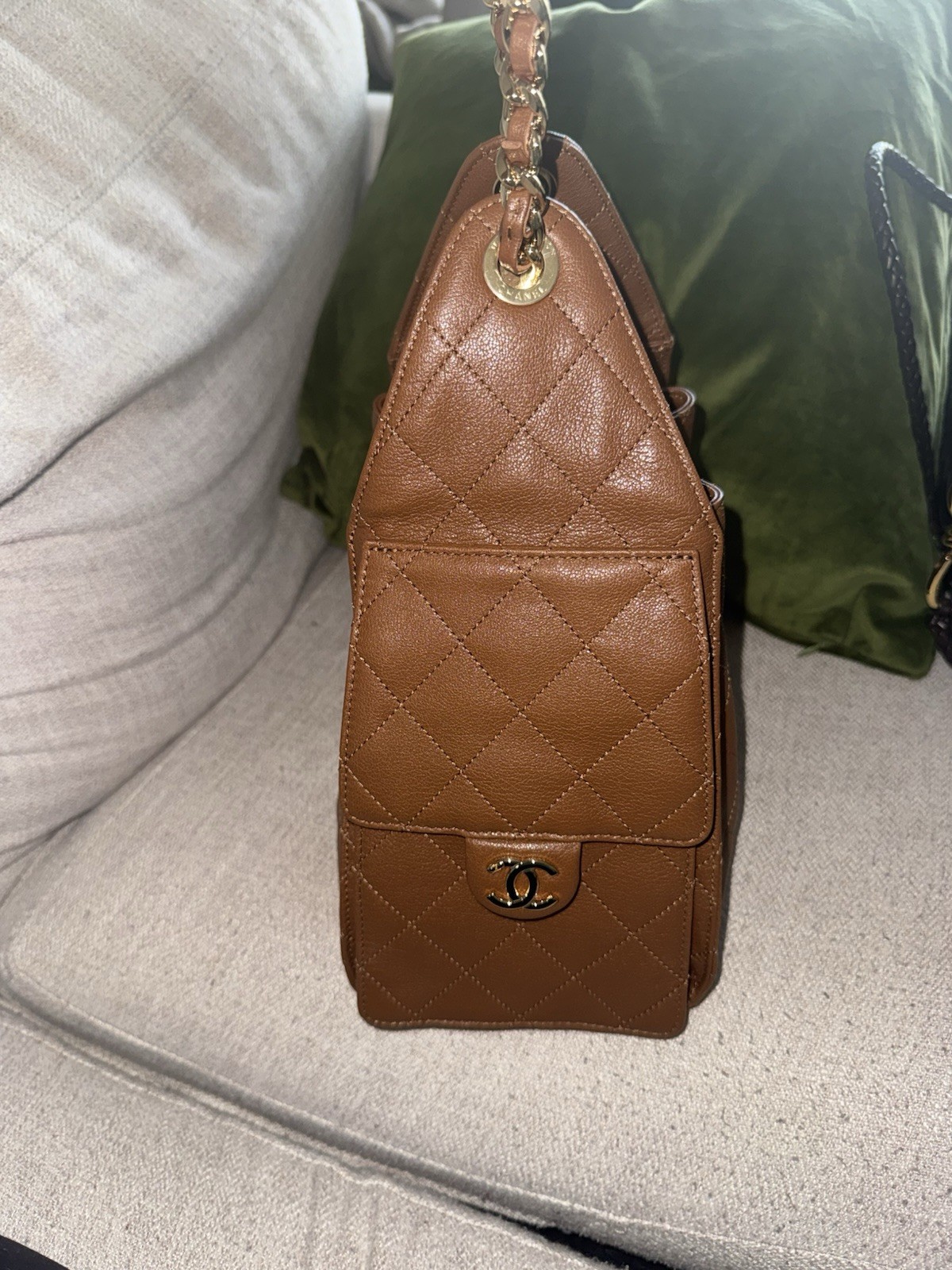 CHANEL 25 Small In The Color Camel Caviar Leather Gold Hardware Season 26A