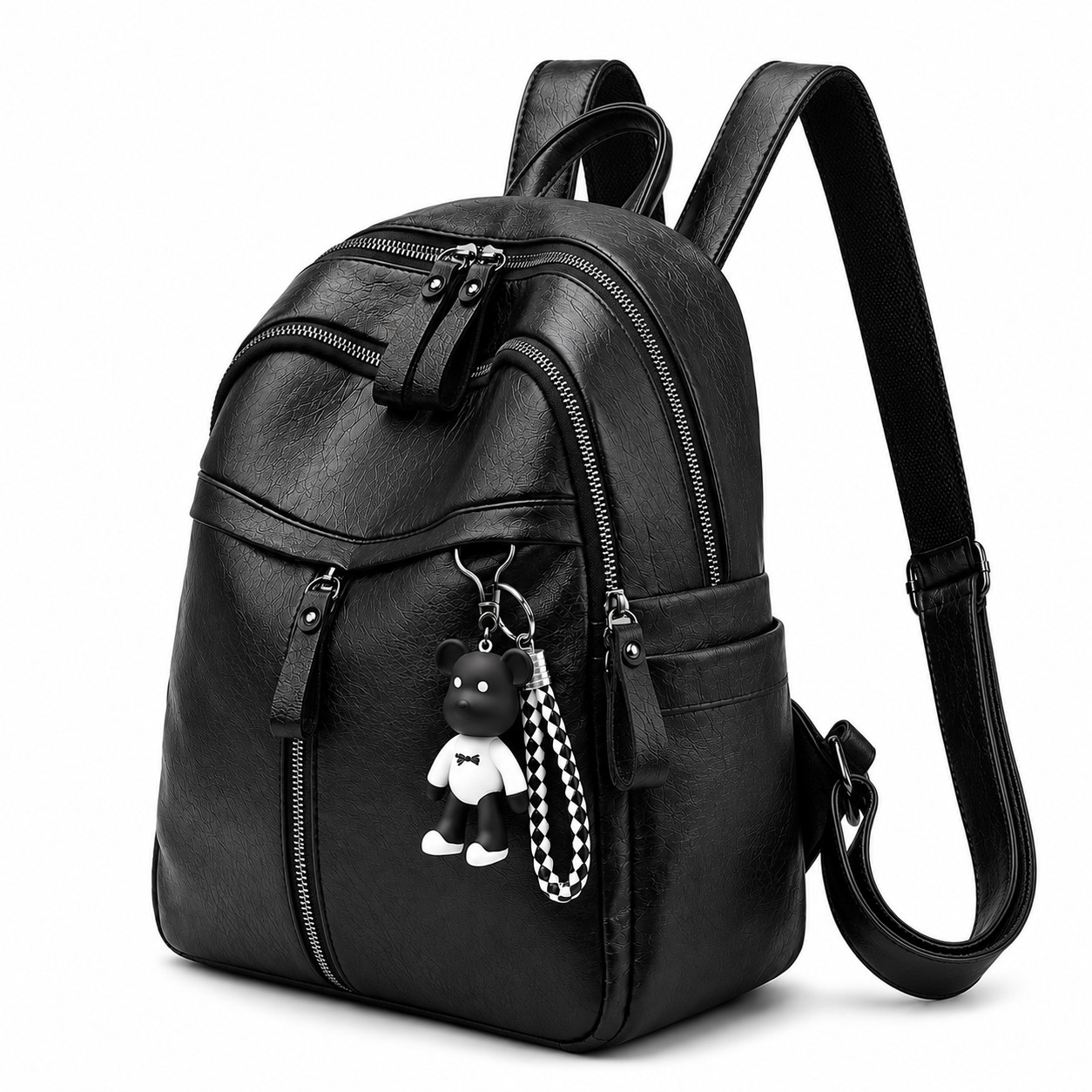 Women’s Anti-Theft Waterproof PU Leather Backpack Purse Travel ShoulderBag Black