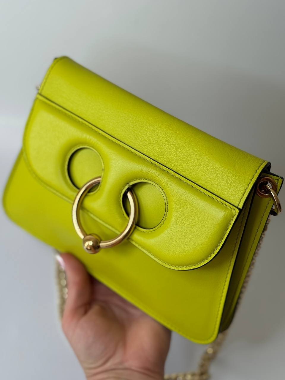 JW Anderson Piercing Shoulder Bag Acid Green Leather