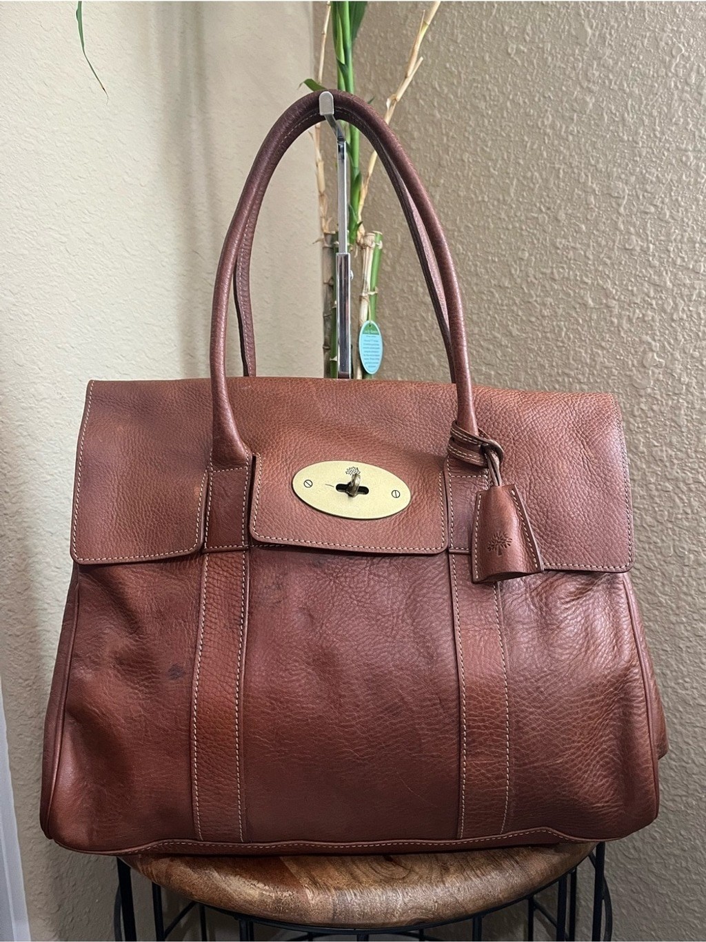 MULBERRY OAK BROWN PEBBLED LEATHER BAYSWATER