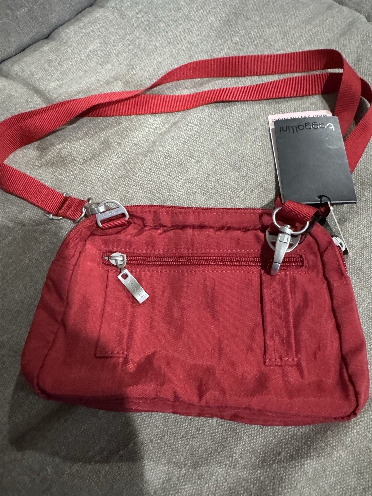 NWT Baggallini Triple Zip Bag w/ Front RFID Wallet Red