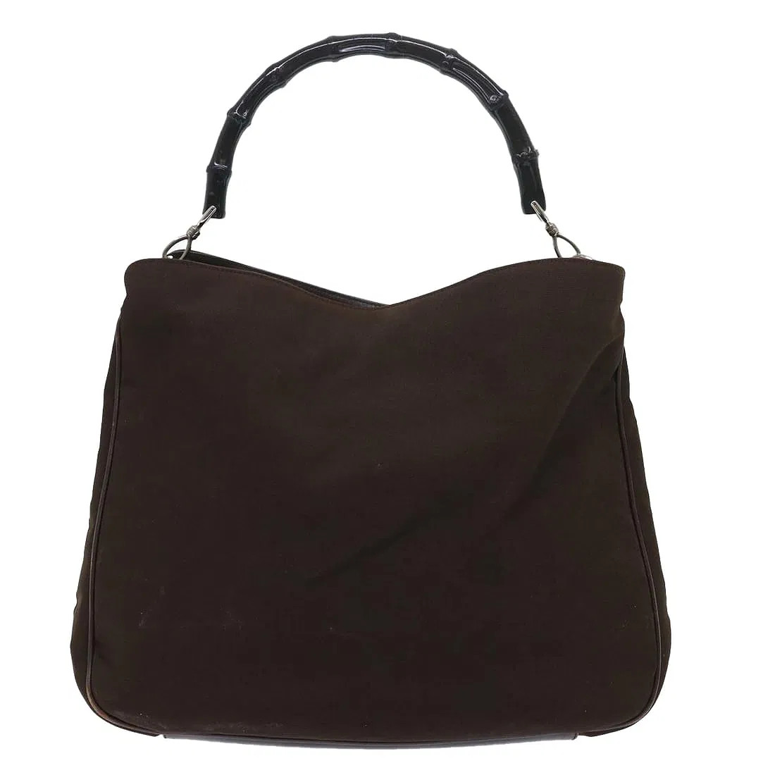 GUCCI Bamboo Handle One Shoulder Bag Black Women Auth 12.59 x 15.35 x 3.93″