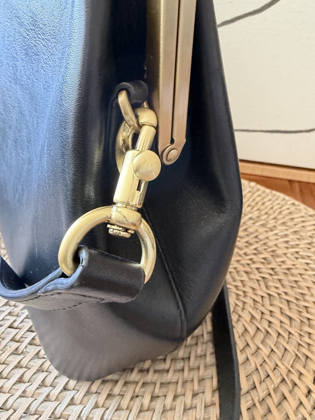 Jemma JOJO black leather brass hardware handbag