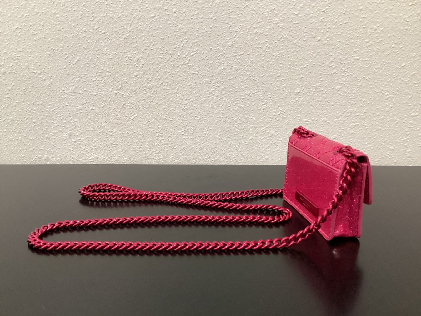 Kurt Geiger MICRO TINY Glitter 4.25″ x 3″ x 1″ Drench Pink Synthetic Brand New