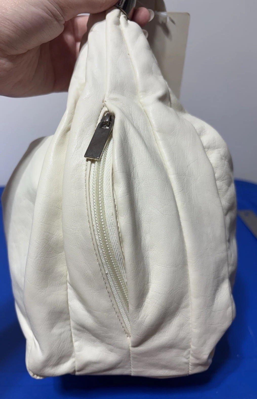 Y2K Melrose Faux Leather Satchel Ivory White Chic Paris Hilton Baddie Zipper